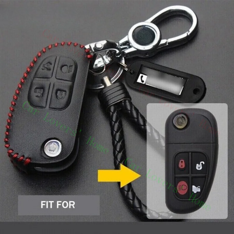 

A++Genuine Leather Remote Flip Car Key Fob Case Cover For Jaguar X-Type S-Type XJ8