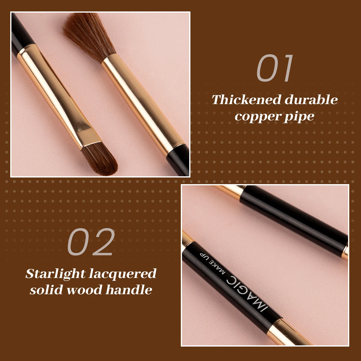 IMAGIC Professional Cosmetic Eyeshadow Brush Eye Detail Soft Hair Brush Double Head Eye Makeup Tool