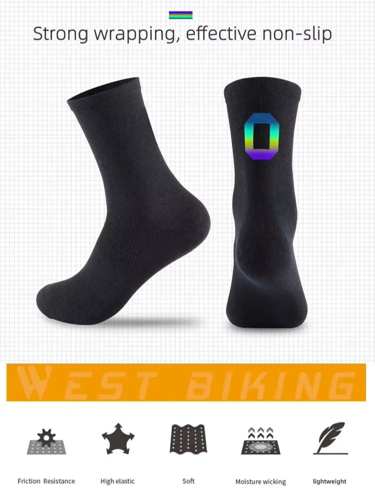 AliExpress West Biking WEST BIKING Reflective Logo Bike Sock High Elastic Skin-Friendly Anti-Fade Nylon Spandex Sport Sock for Cycling Running Climbing