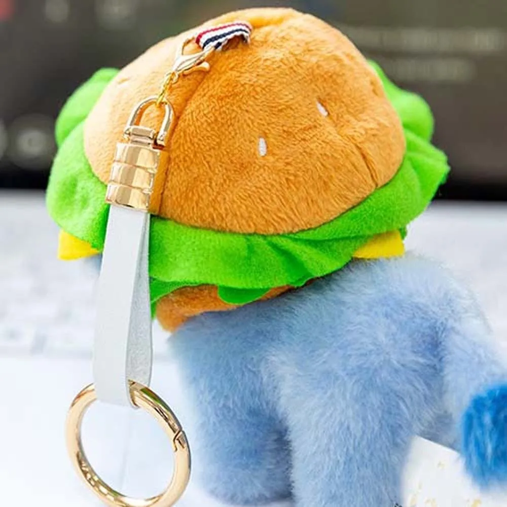 Ultra-Soft PP Cotton Burger Animal Plushie Short Fabric Exquisite Embroidery Kawaii Foodie Key Chain Vivid Realistic Colors