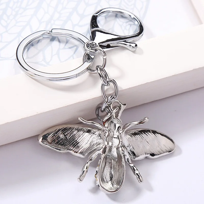 The Alloy Diamond-encrusted Bee Shape Bag Endant Car Keychain Is Exquisite  Gift Hot Sale