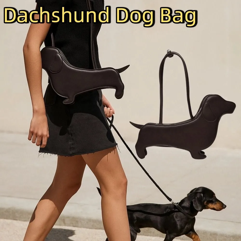 Creative Sausage Dog Dachshund Dog Bag Three-dimensional Creative Animals Shoulder Bag Pu Leather Cute Cartoon Handbag Girls