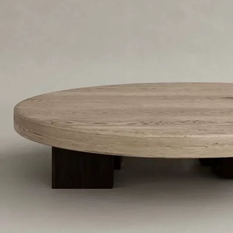Nordic Wabi Sabi Round Coffee Table Medieval Retro Style Living Room Tea Table for Home B&B Club Leisure Area Customizable