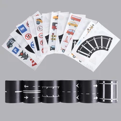 6 rolls/box DIY road and rail transit design and paper tape, railway and highway decorative tape, DIY thin sticker decoration, m