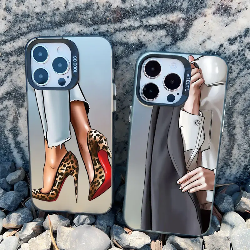 

Girl Boss Female Coffee Phone Case For iPhone 14 13 Mini 12 11 Pro Max 15 Plus Pro Max 14 Plus Pattern Shockproof Laser Covers