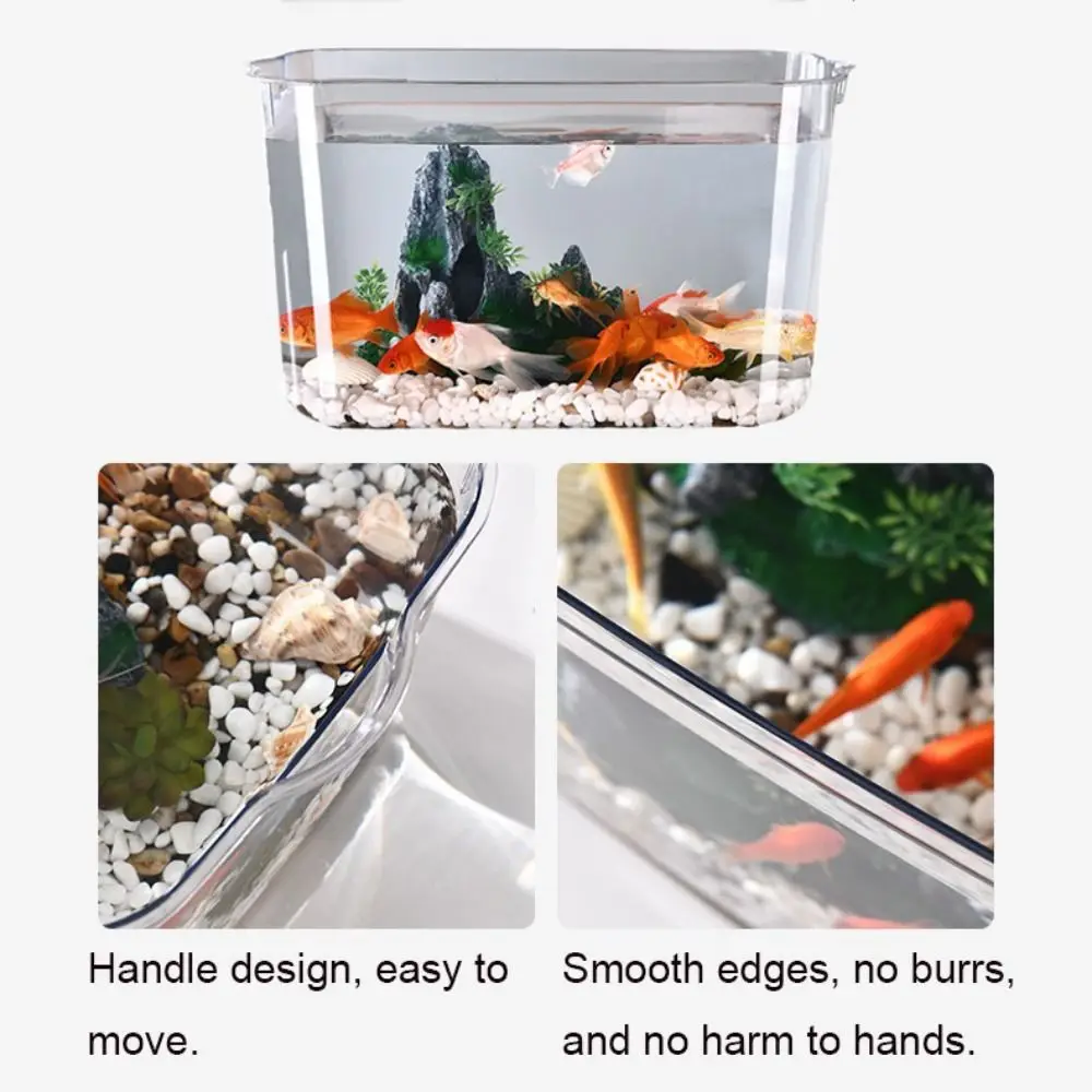 Transparent Explosion-proof Plastic Fish Tank Fall Prevention Water Plant Tank Mobile Small Fish Tank PET