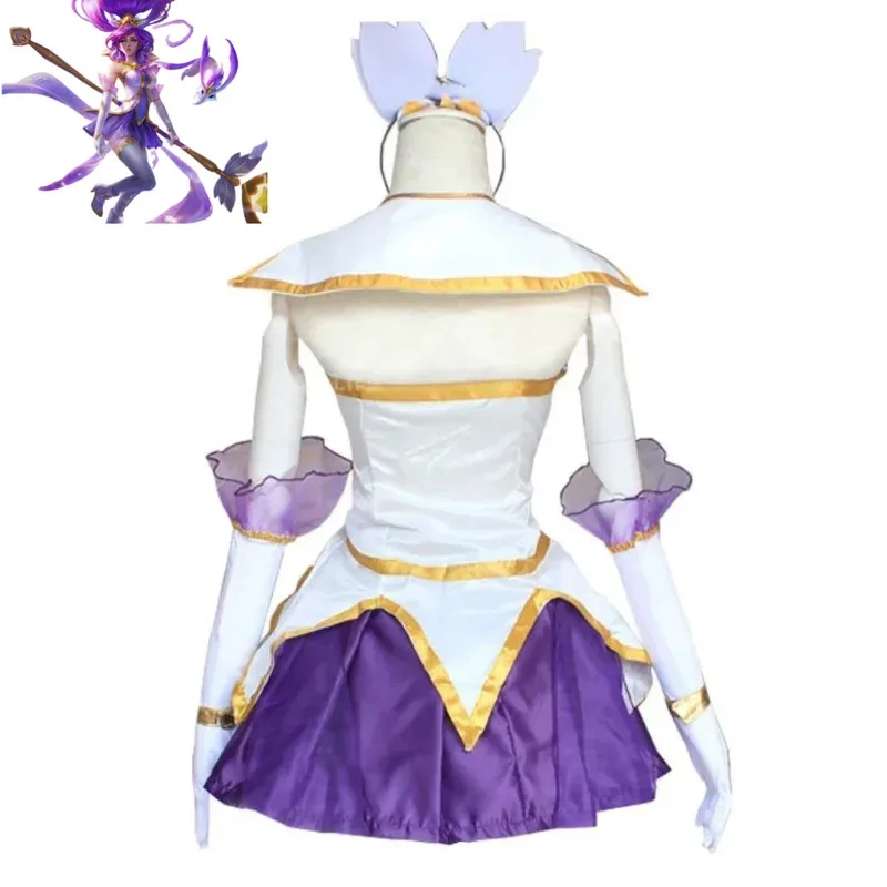 Game LOL Star Guardian of Soraka Janna Cosplay Costume The Starchild Purple Skirt Wig Adult Woman Sexy Carnival Halloween Suitx;