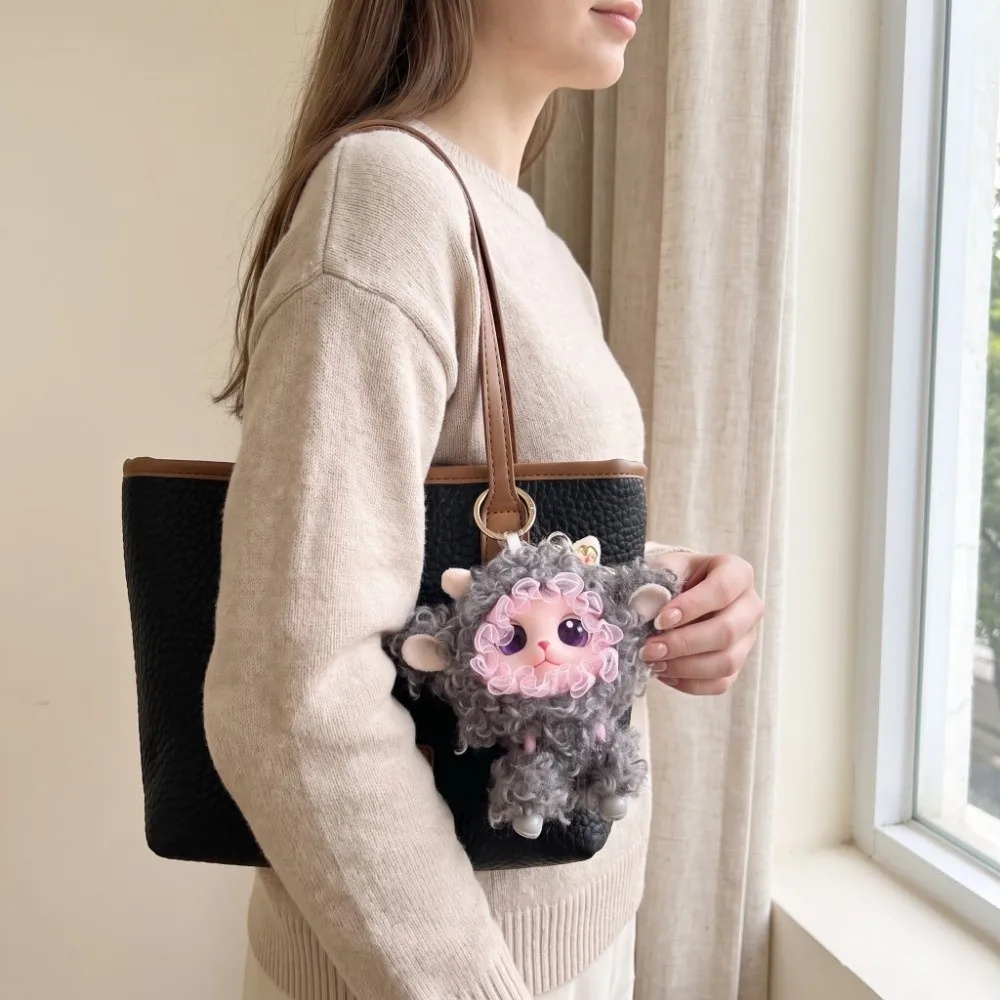 Lolita Curly Hair Sheep Plush Keychain Bag Hanging Kawaii Lamb Doll Pendant Ornaments Decorations Car Key Ring