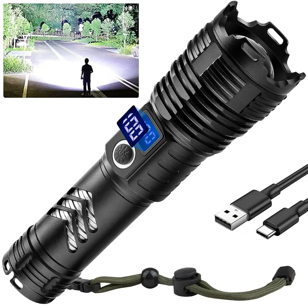 Flashlights High Lumens LED Rechargeable, 900,000 Lumen Brightest Flash Light, High Power USB Flashlight, Waterproof