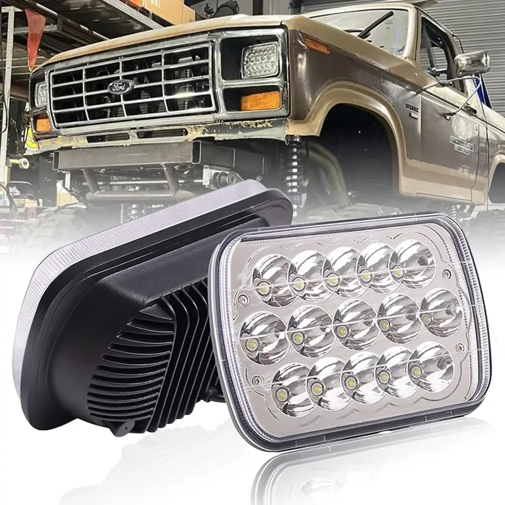 5X7 LED Square Headlights 6000K Running Turn Sinal Light Hi-Lo Beam DRL For Jeep Cherokee XJ Wrangler YJ For GMC for Ford F350