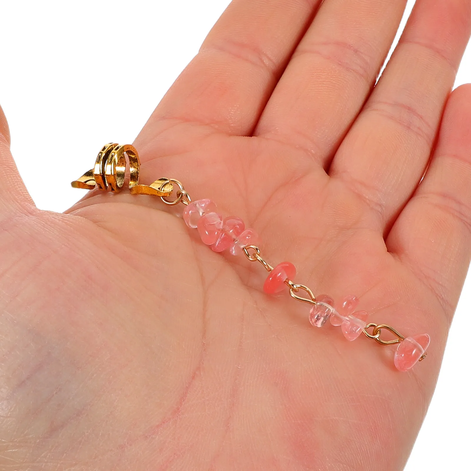 6 Piezas de Clips para Rastas de Piedra de Cristal Natural, Joyería para el Cabello en Espiral, Accesorios de Adorno para Trenzas, Colgantes, Anillos y Abalorios para Trenzas