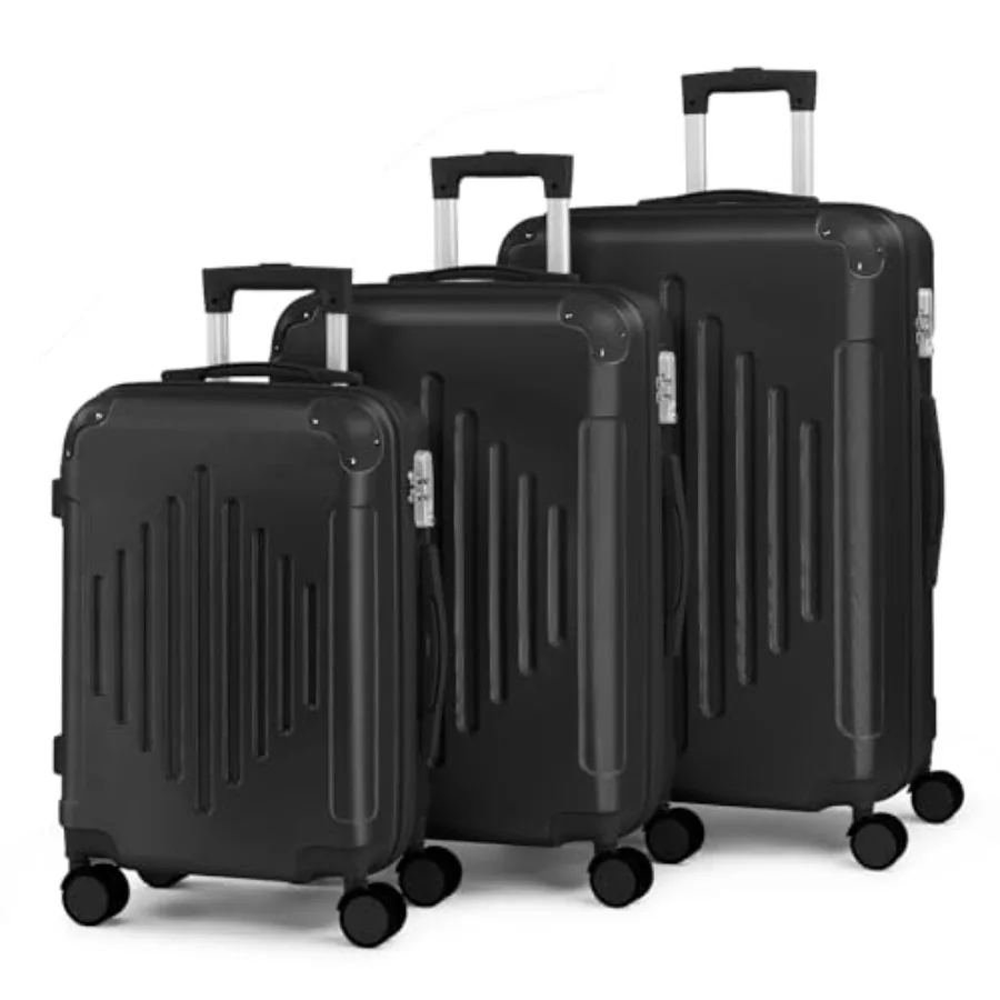 

Karl home Luggage Set 3 Piece Suitcase Sets with TSA Lock Moulded Corner 4 Spinner Wheels ABS Hardside Trolley Travel Case for