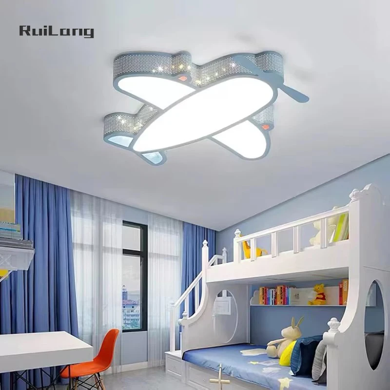 

Creative Airplane Ceiling Light Kids Room Light Boys Bedroom Study Baby Blue Cartoon Chandelier Aircraft Ceiling Lamp Led Plafon