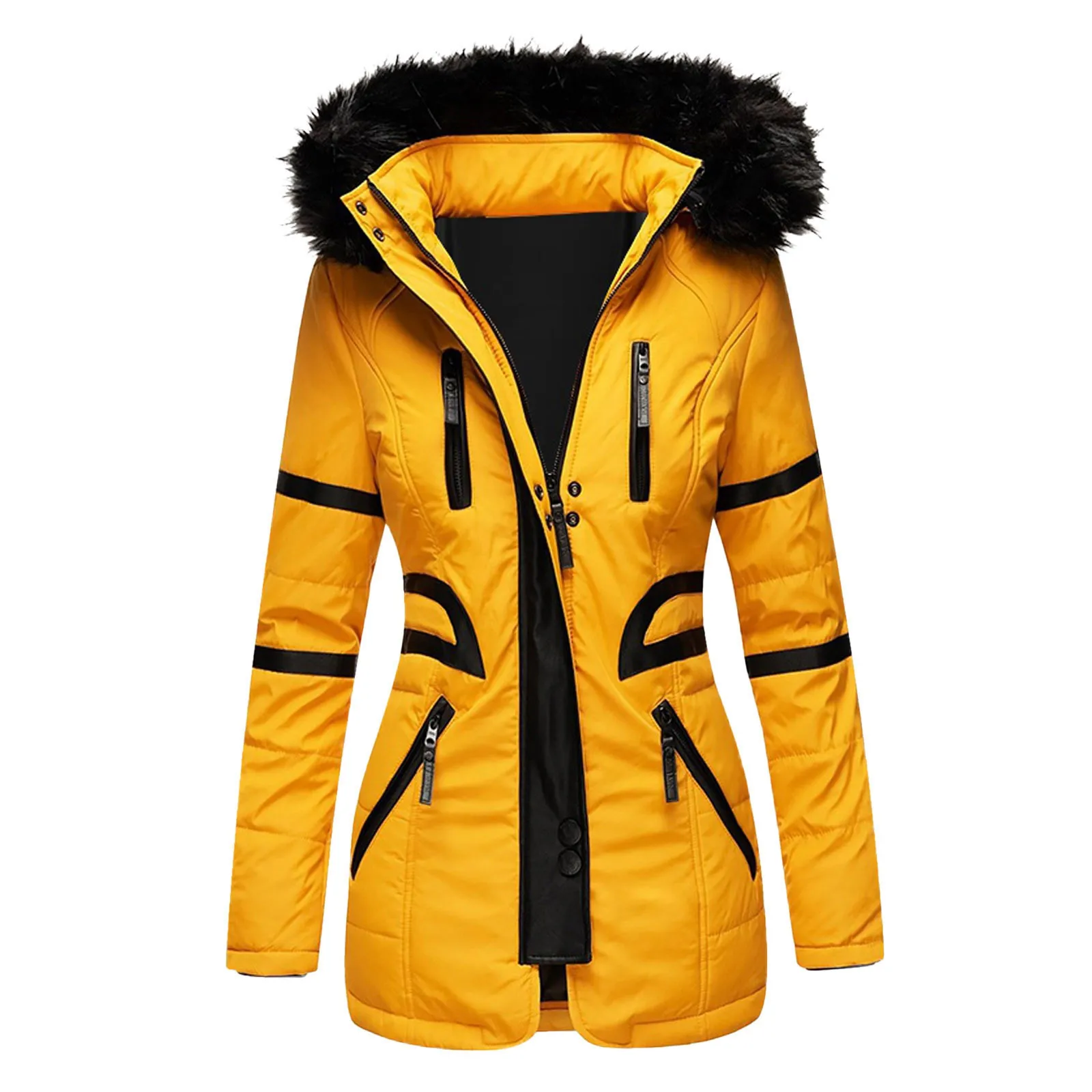 Fur Collar Hooded Winter Clothes Women Thickened Warm Long Coat And Puffer Jacket Outdoor Hiking Hooded Windproof Parka Coat