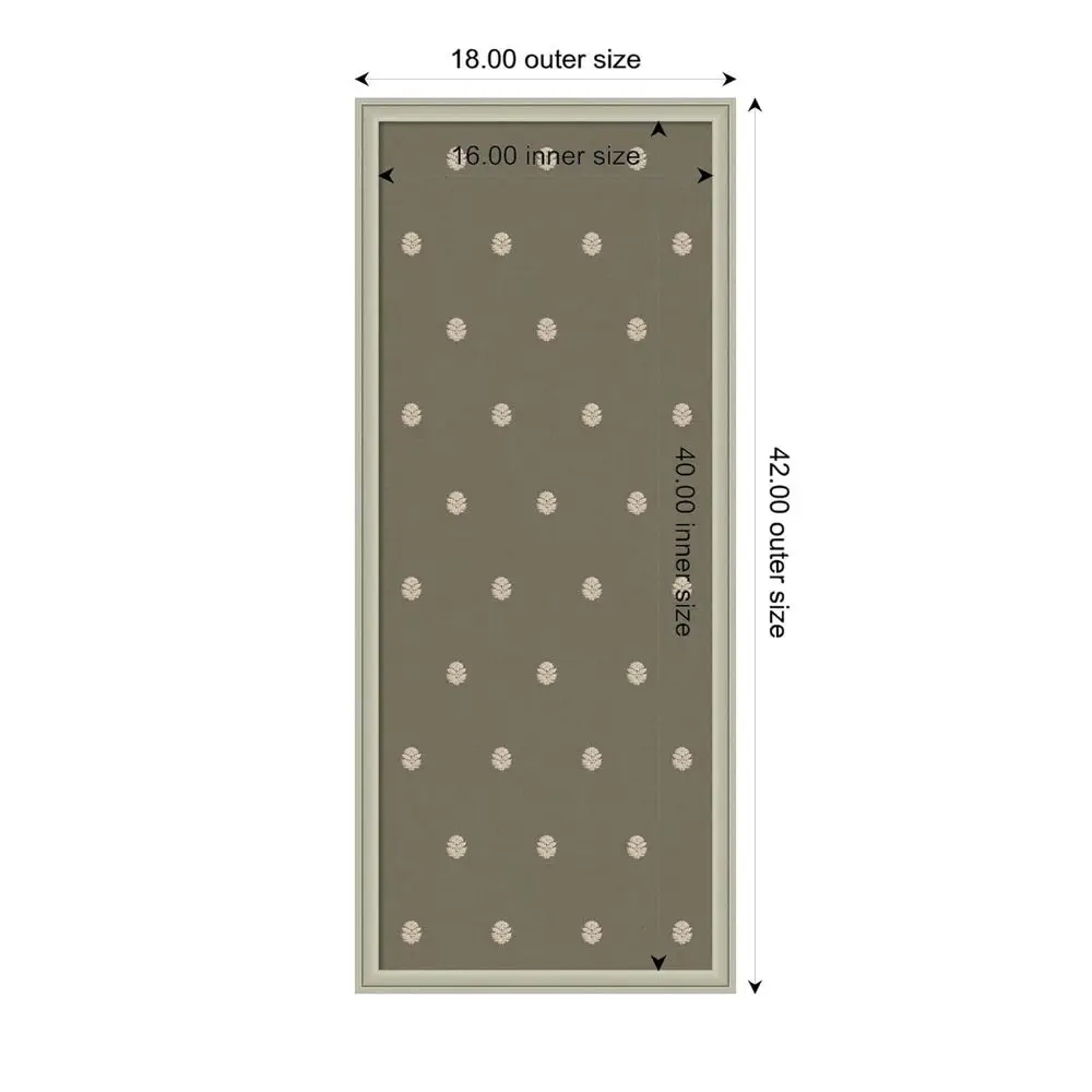 لوح كتان نباتي أخضر، مقاس 18 × 42، مع إطار بني متوسط للوحة الرؤية أو تنظيم الحائط