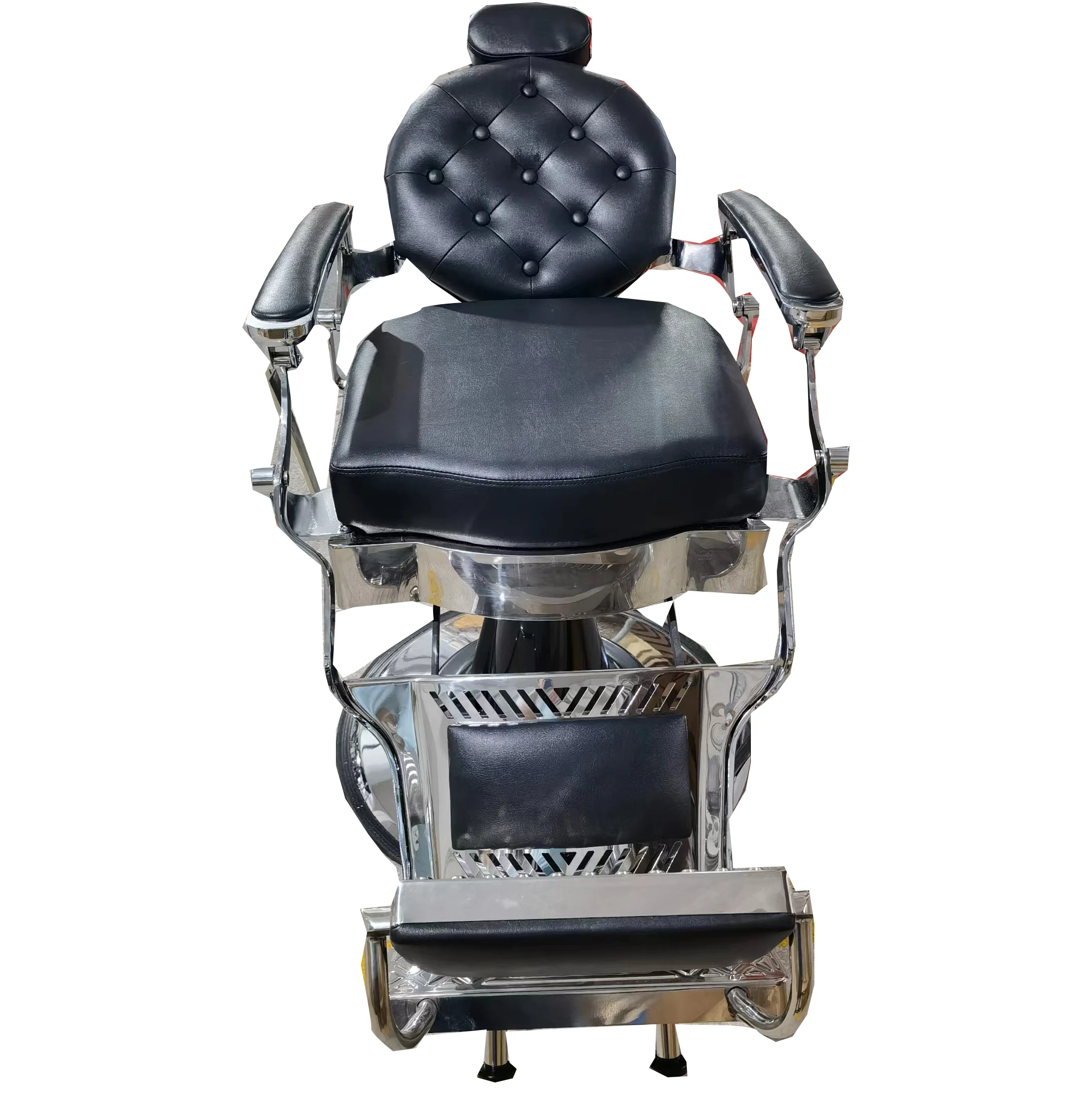 Heavy Duty Sliver Old Style Barber Chair Salon Chair Royal  Can Hold 400kgs Weight