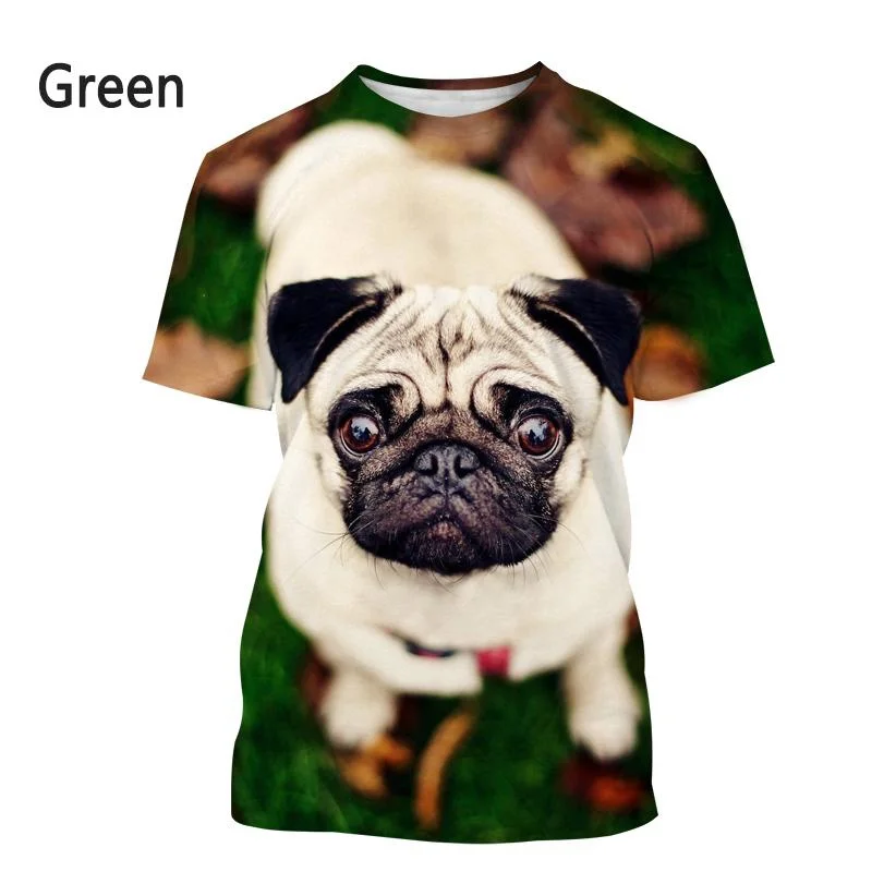 New Fashion Pug Dog 3D-Printed T-shirt Men\'s and Women\'s Summer Casual Short Sleeve Dog Shirt Top