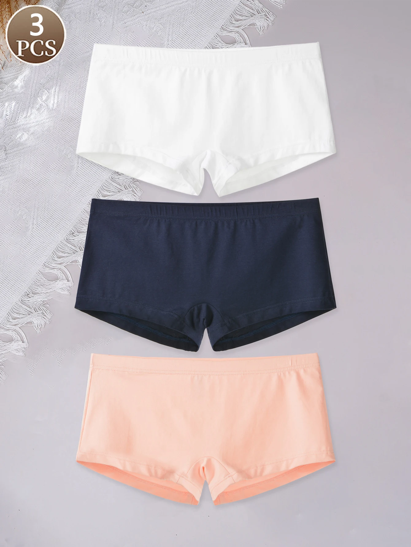 

3PCS Solid color casual comfortable simple soft Men's low waist breathable sexy trendy flat leg pants square leg pants