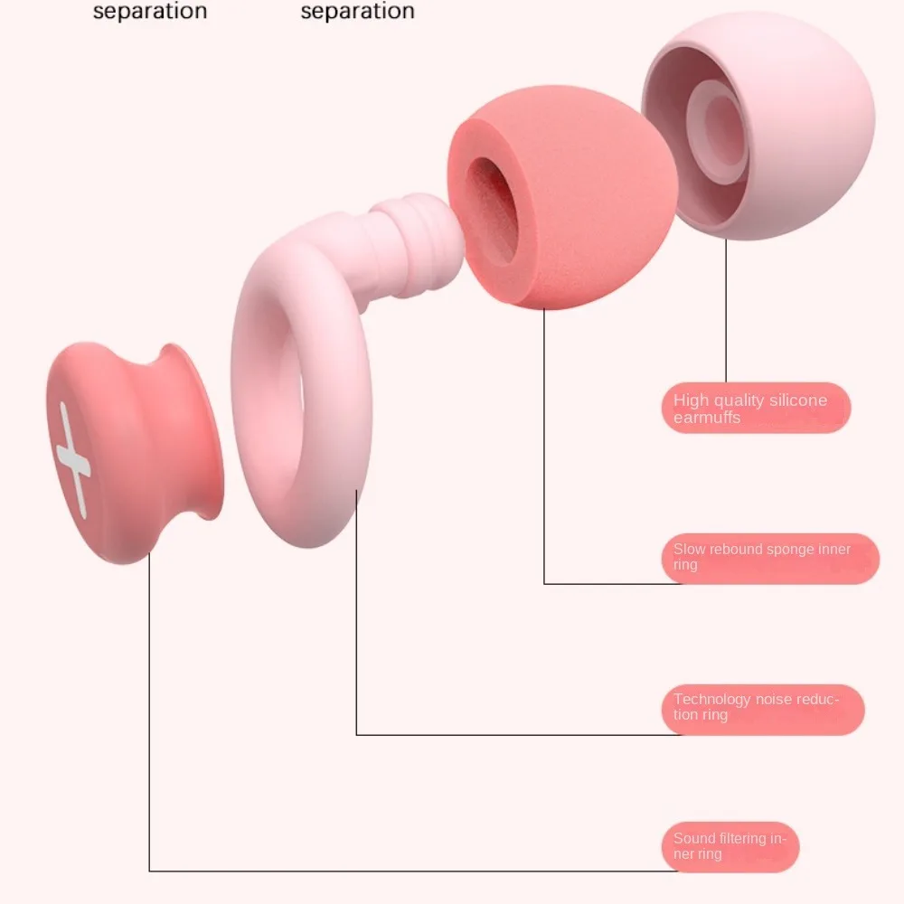 Silicone Noise Ear Plugs Cancelling Earplugs Noise Filter Sleep Swimming Waterproof Mute Earplugs 2PCS/4PCS