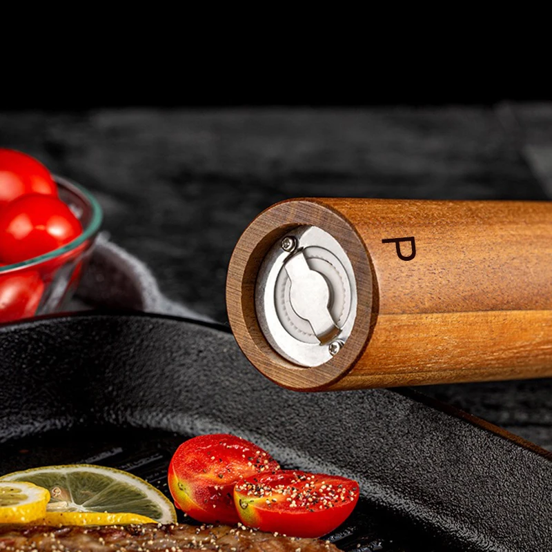 Premium Acacia Wood Pepper Mill Manual Salt Grinders Seasoning Mills Grinder Ceramic Grinding Core BBQ Tools