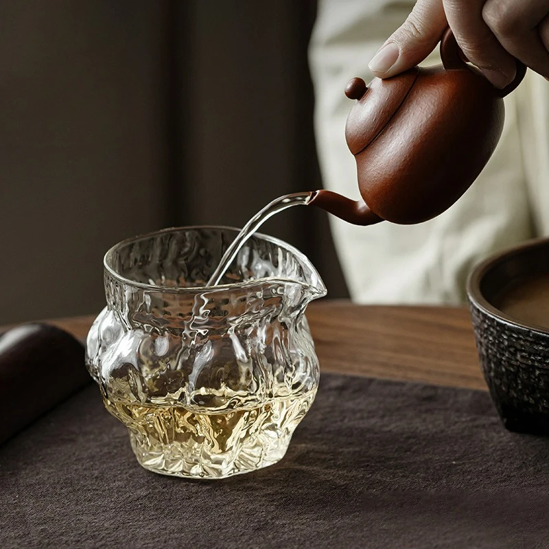 Japanese Style Glass Fair Cup Heat Resistant Kung Fu Chahai Creative Thickening Transparent Teacup Teaware Accessories 280ML