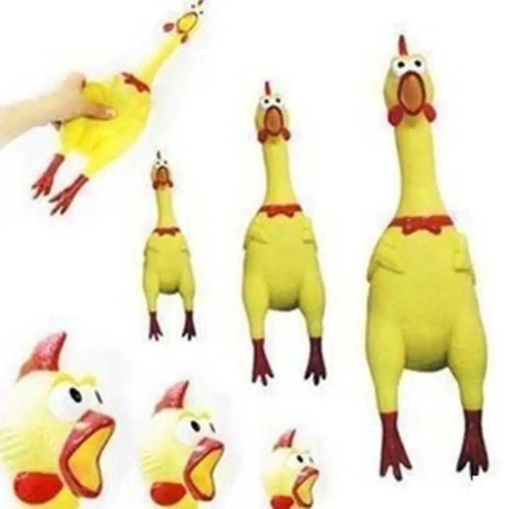 17cm Yellow Screaming Rubber Chicken Toy Pressure Relief Pet Dog Chew Toys Squeak Squeaker Gift Weird Squeaking Chicken