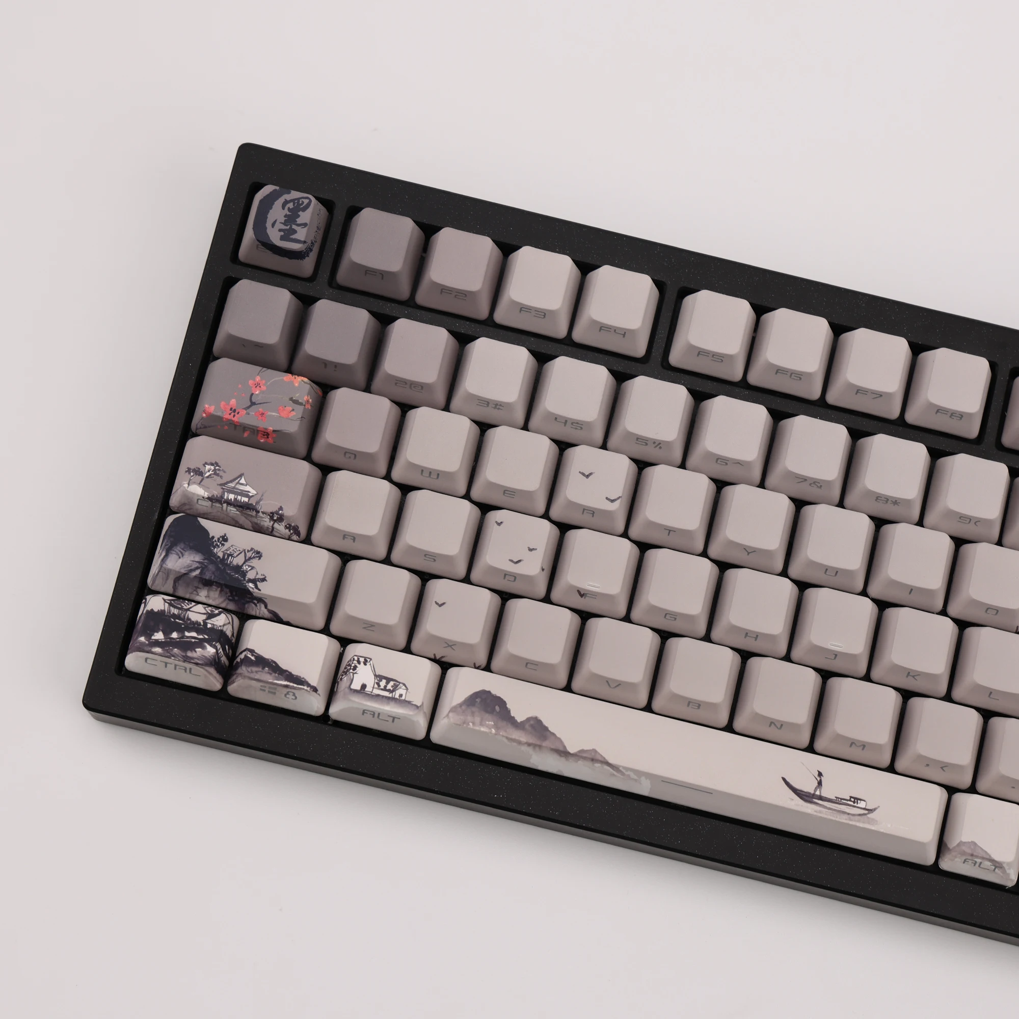 

134Keys JKDK Ink Landscape Side Engraved OEM Keycaps - Fit Wooting Mechanical Keyboards | 68/75/84/87/98/8.0 Layouts Replace