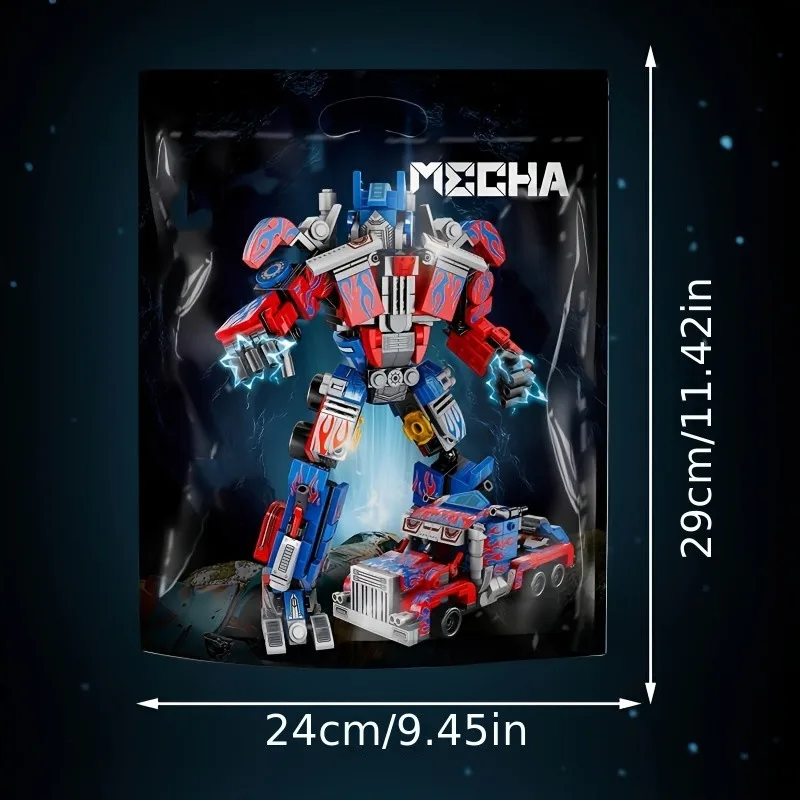 2in 1 Mecha سيارة روبوت ألعاب مكعبات البناء ، المفاصل المتحركة ، دفع العجلات المتحركة ، لعبة الطوب للأطفال هدية الصبي