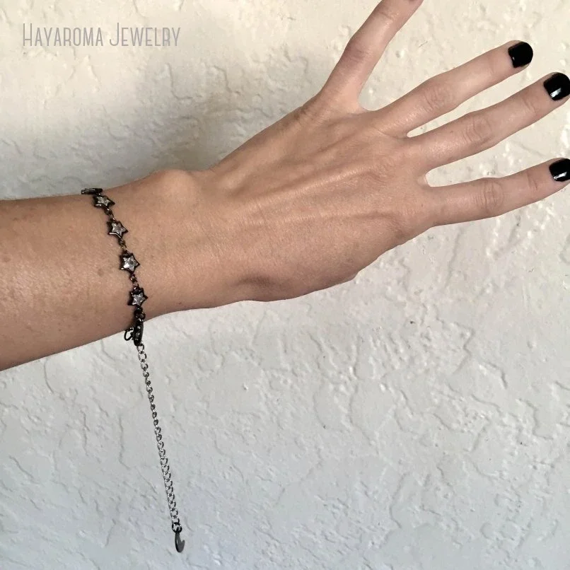 10Pcs Cubic Zirconia Moon Bracelet Minimal Crystal Layering Bracelet Gemstone Witch Boho Goth Celestial Star Y2k Arcane Jewelry