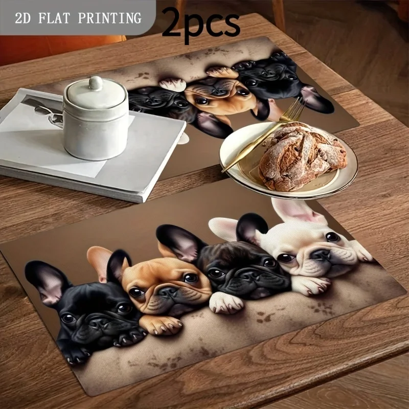 Watercolor Winter Forest Deer Print Table Placemat Non‑slip Heat‑resistant Christmas Table Decor Mat