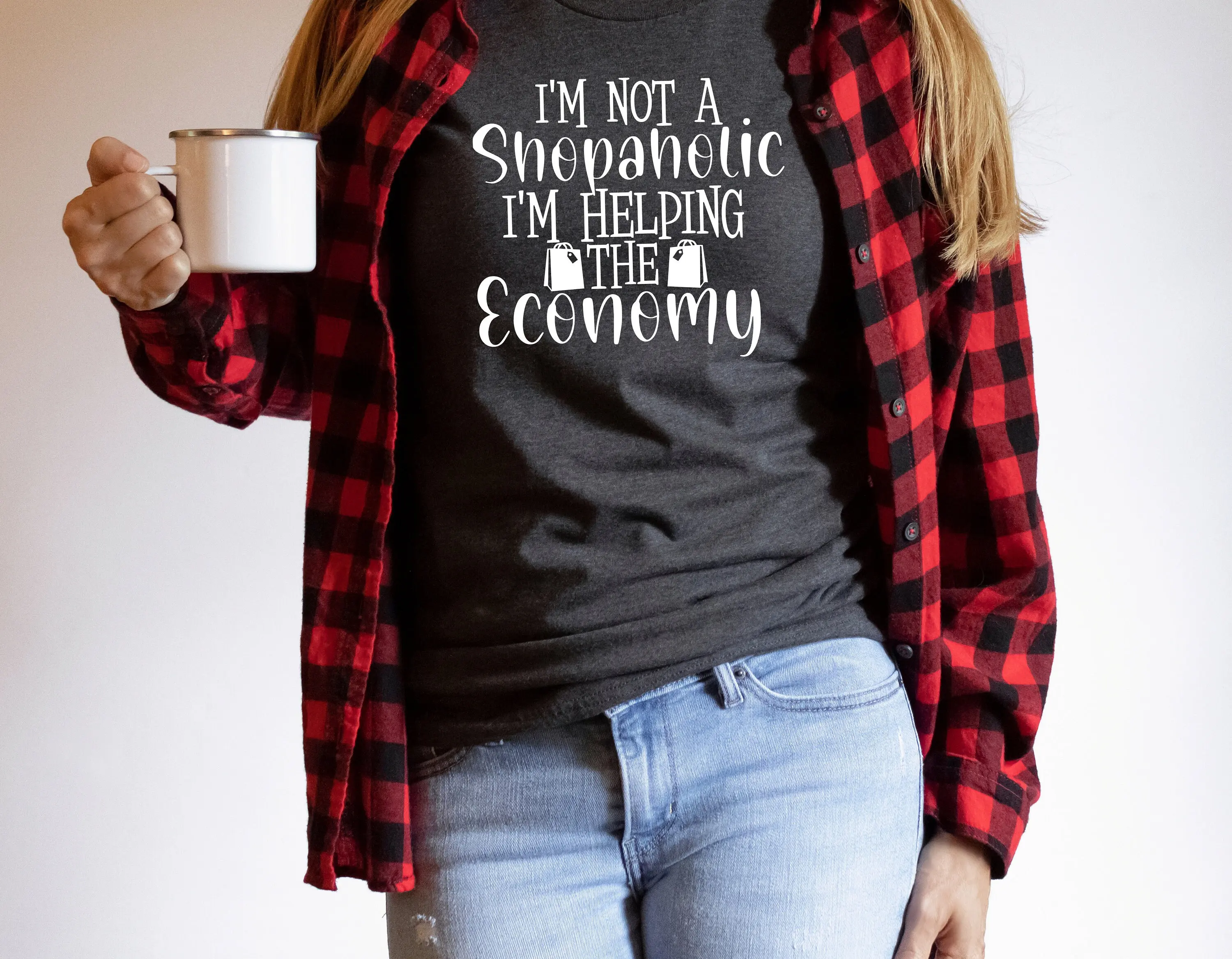 I'M Not A Shopaholic Helping The Economy Retail Therapy T Shirt Funny Sarcastic Shopping Shop Lover