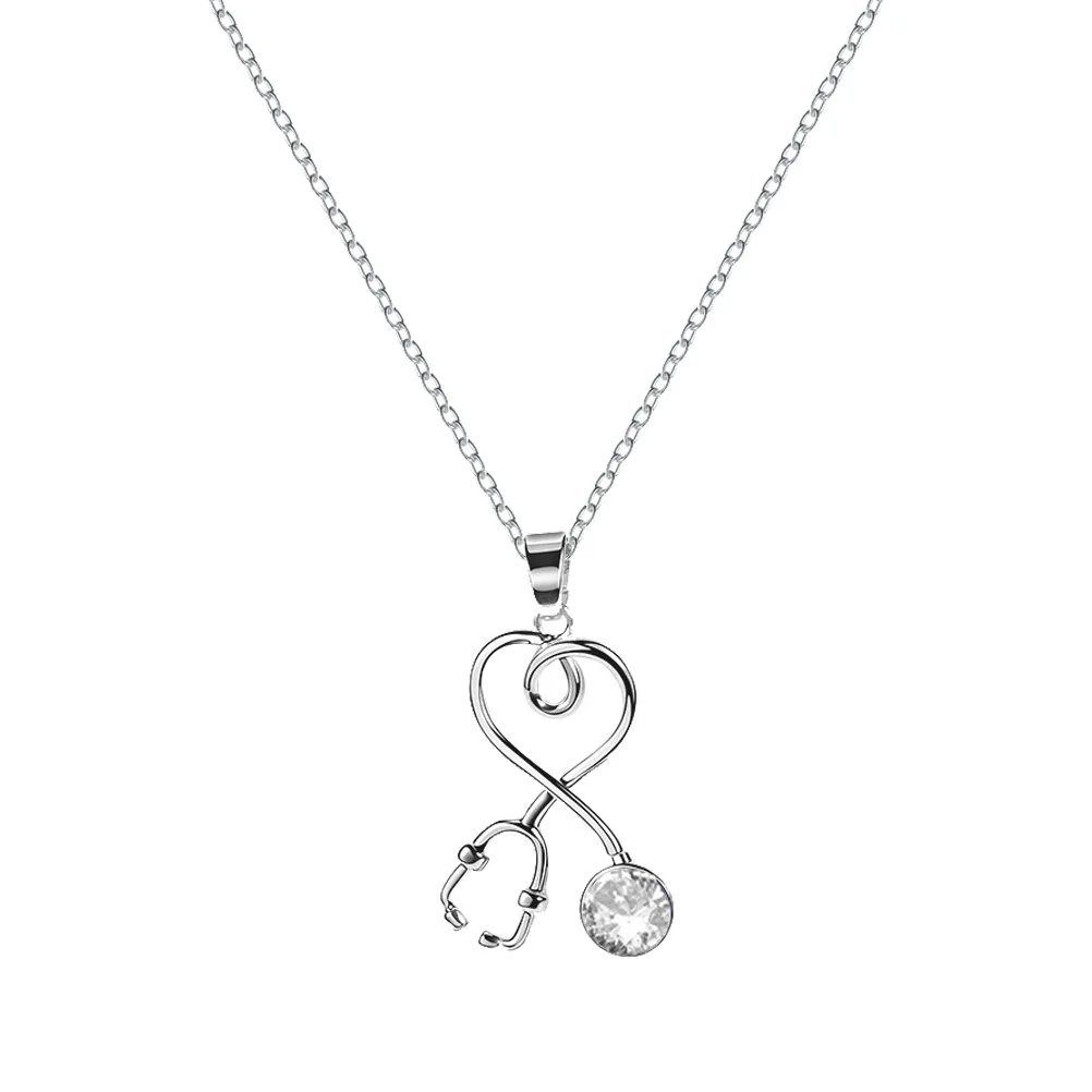 

Love Stethoscope Necklace Women Choker for Trendy Cute Jewelry Zircon Pendant Student