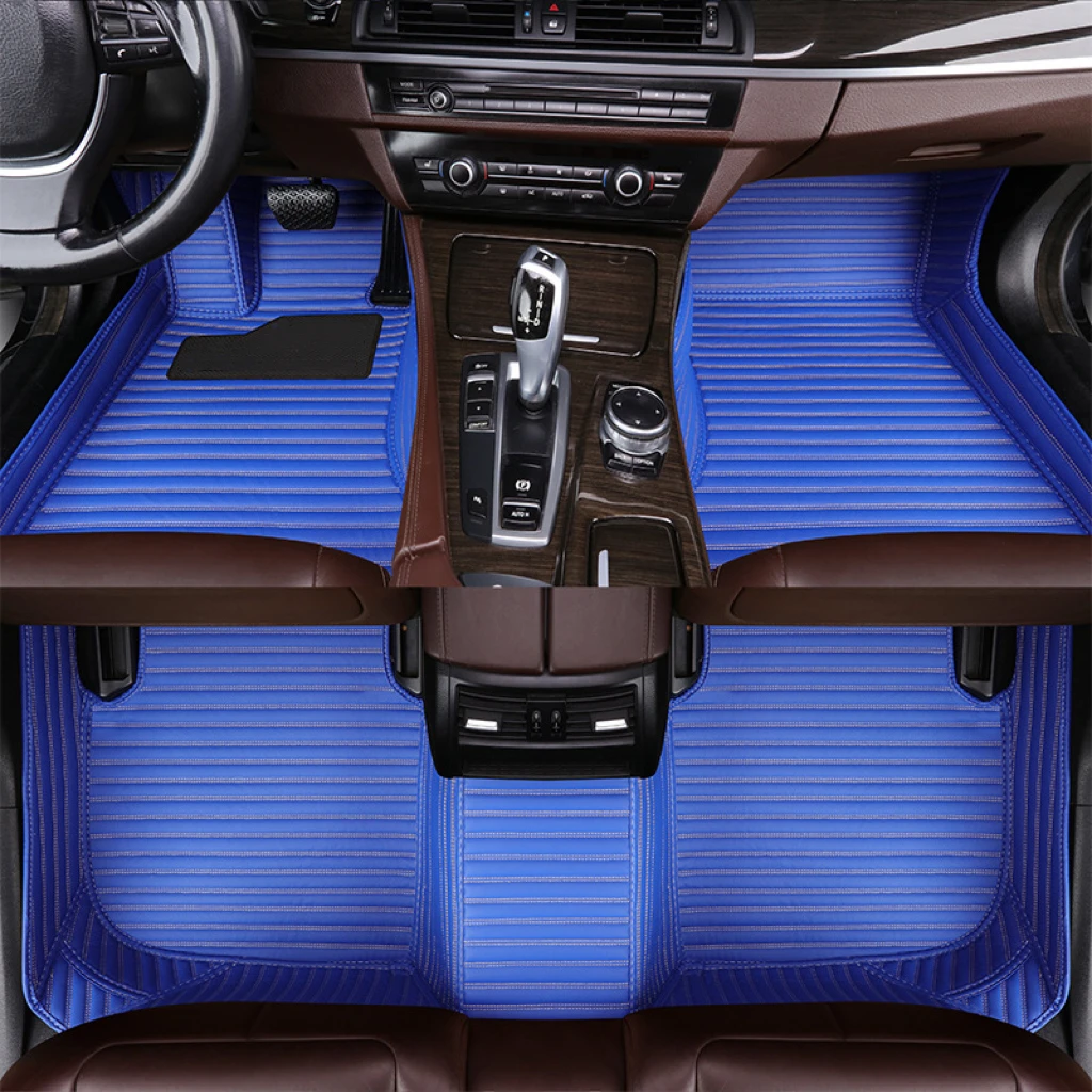 High Quality stripe leather car carpet 5d custom leather car mats for protect lady's car for mazda 3/ for jeep cherokee/golf