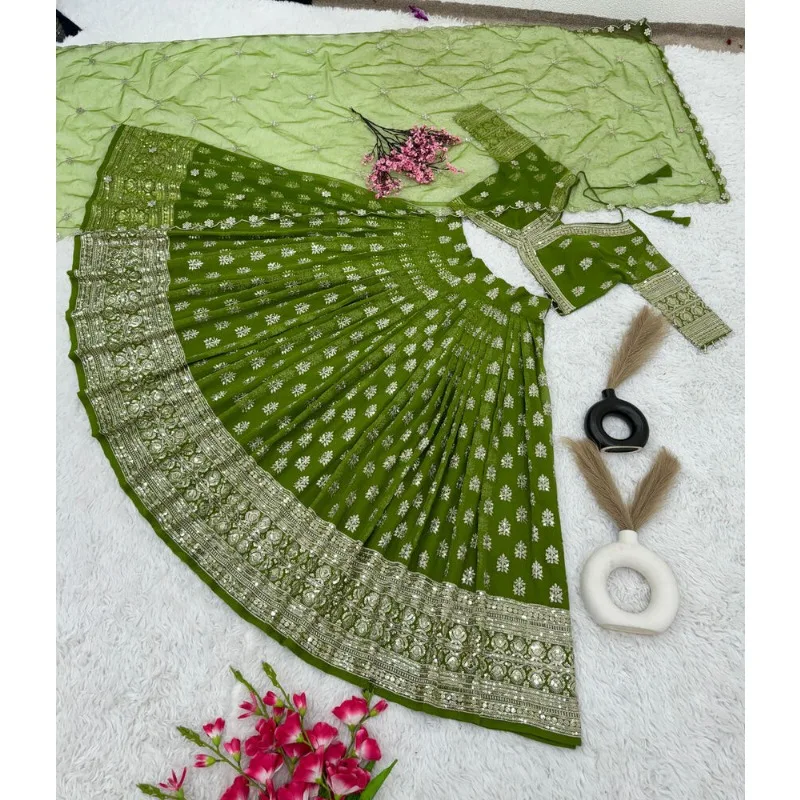 Green Lehenga CholI India Bollywood Wedding Party Pakiatan Wear Readymade