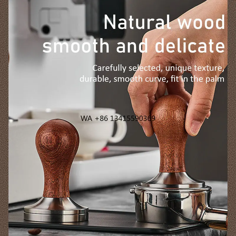 

DEWEISI Stainless Steel 304 Coffee Tamper Wooden Smooth Handle Detachable Easy to Clean Balanced Coffee Press Tamper