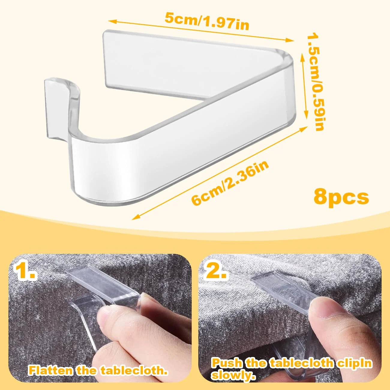 Clear Tablecloth Clips Plastic Table Cover Holders Windproof Transparent Clamps for Securing Indoor Outdoor Party Picnic Event