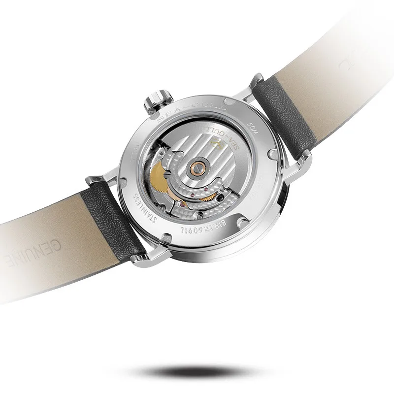 Sea-Gull Ultra-thin Classic Couple Automatic Mechanical Watch 40mm Business Casual Luxury Wristwatch For Men 50M Waterproof 609