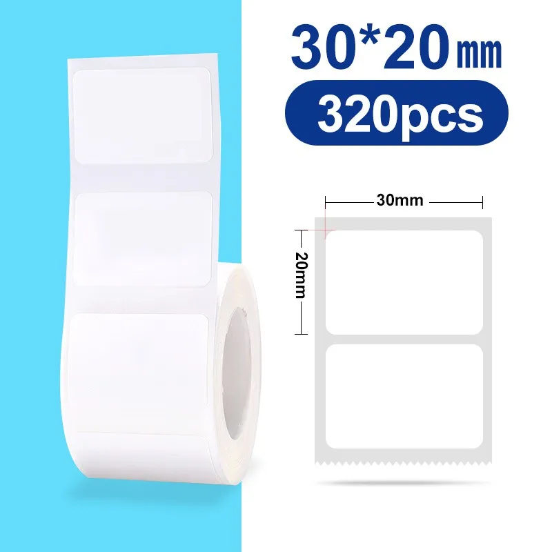 30–50 mm Niimbot B21 B1 B3S Drucker-Etikettenpapierrolle, weiße Aufkleber-Druckpapierrollen, reißfester, wasser- und ölbeständiger Klebstoff