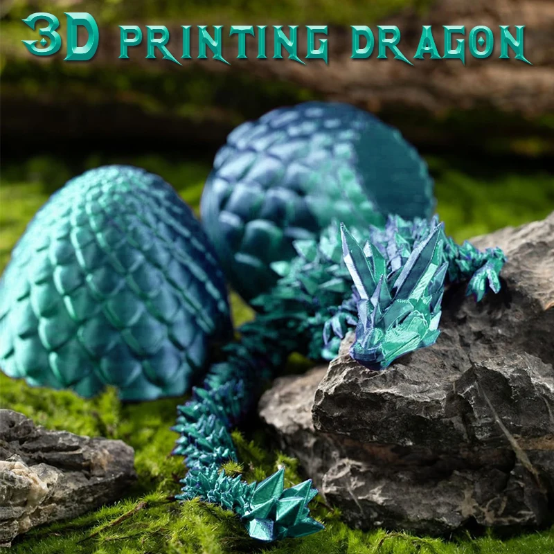 3D Printed Rotatable Articulated Dragon 3D Dragon Toys Mystery Dragon Eggs Fidget Surprise Toys Poseable Joints For Autism ADHD