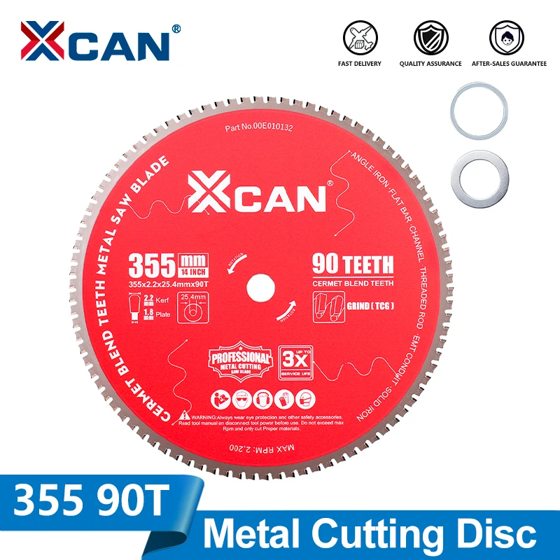 XCAN Metal Cutting Disc 355mm Dia Circular Saw Blade Cermet Carbide Tipped Cut Off Saw Disc for Iron Metalworking Disk