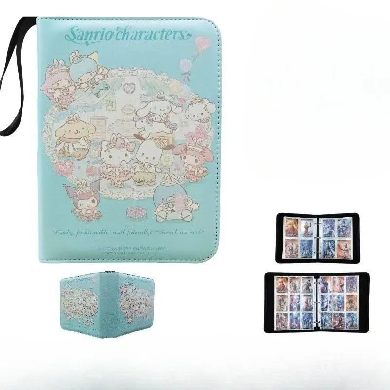 Sanrio kuromi minha melodia pochacco livro de cartão de desenho animado quatro quadrados nove grades grande capacidade livro de armazenamento de cartão de captação pu à prova d'água