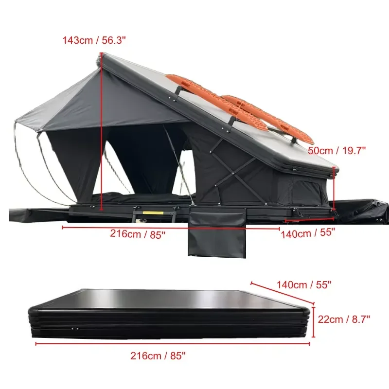 Wholesale Hard Shell Aluminum Car Roof Top Tent Canvas Fabric Four-Season Quick Automatic Opening Extended X Hinge Wedge