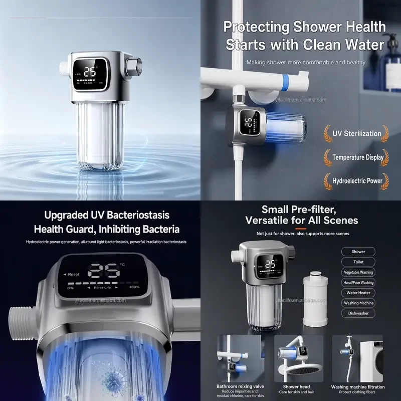 for Smart Digital Display Household Front Water Filter with Real-Time Temperature and Cartridge Life Monitor Replaceable Water