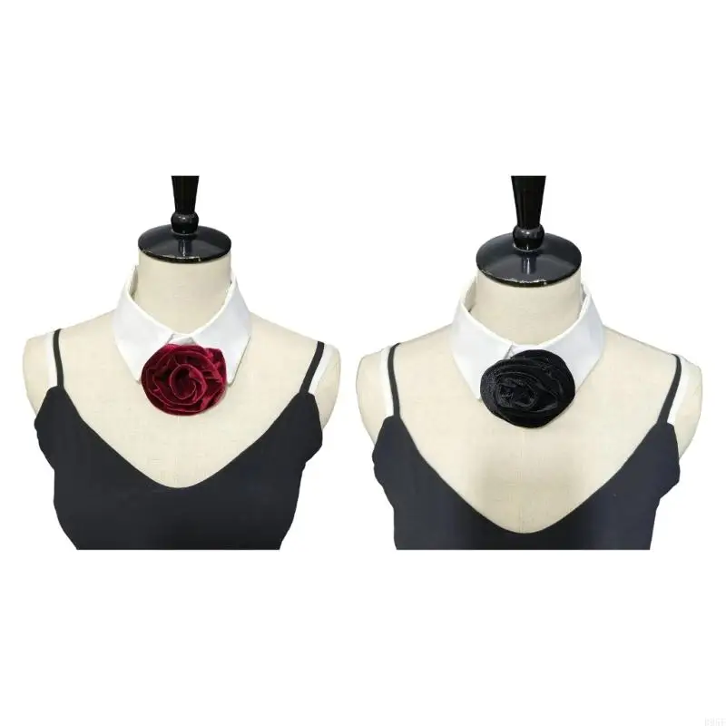 B95F Elegant Flower Stand Pointed Shirt Collar Decorative Collar For Fashion Women