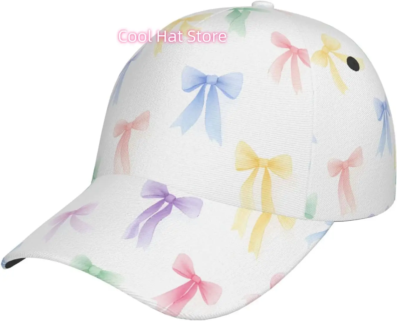 Pastel Bow Pattern Pattern Baseball Cap Adjustable Cotton Baseball Hat for Sports, Outdoor, Travel Gifts for Men Black