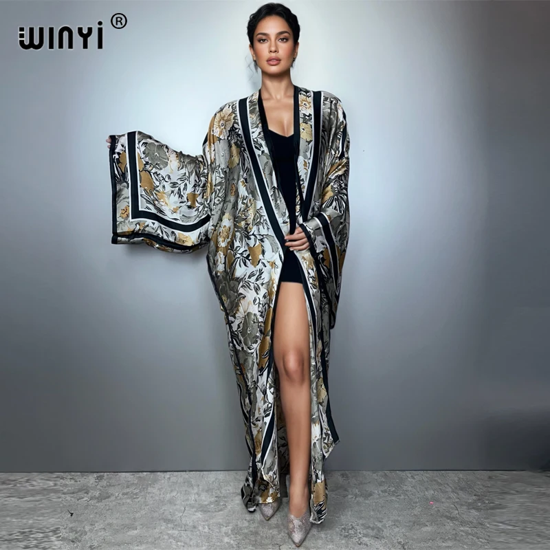 

WINYI Kimono African Women Summer muslim Bohemia Cardigan bohemian Loose abaya Casual beach Cover Up boho dress party kaftan