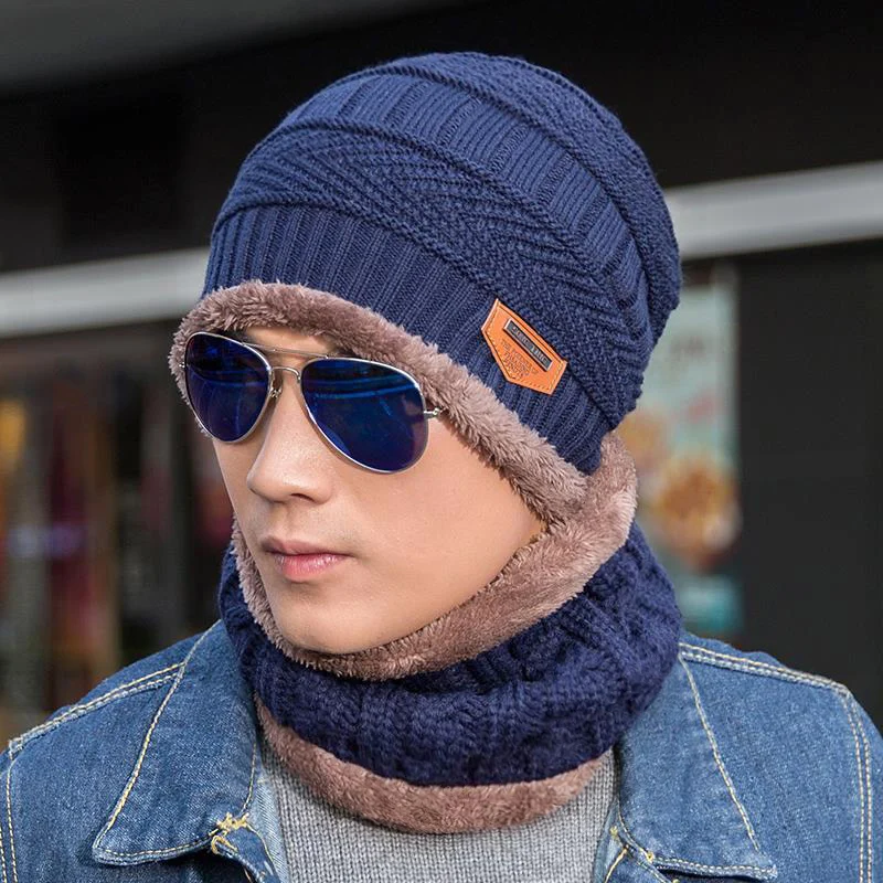 Fashion Knitted Winter Hats For Men Thick and Warm Men Winter Hat Black Autumn Beanie Hat Men Wool Ski Hats Beanies Bonnet 2023