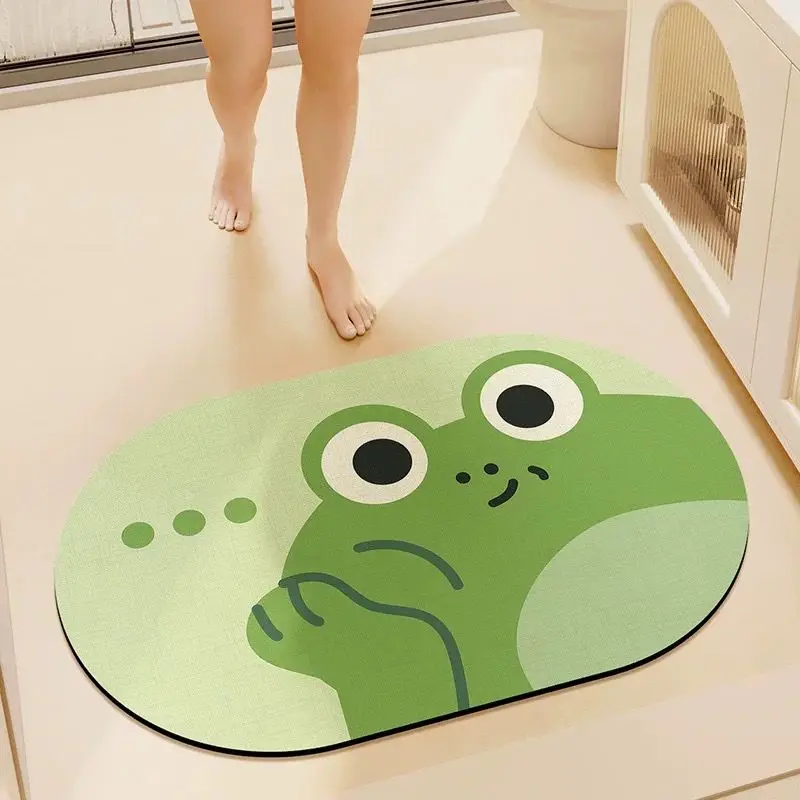 Frog floor mat home cartoon bathroom absorbent quick dry mat carpet toilet entrance diatom mud non slip mat