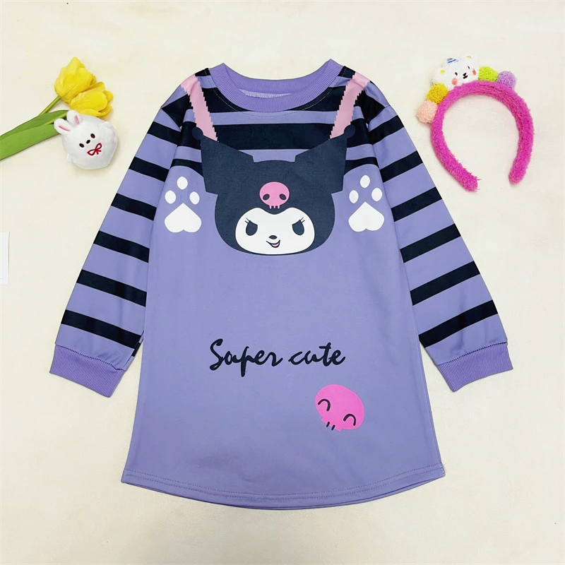 Sanrio Children\'s Dress Cute Kuromi My Melody Girly Spring and Autumn Long-sleeved Dress Harajuku Style Sweet Birthday Gift