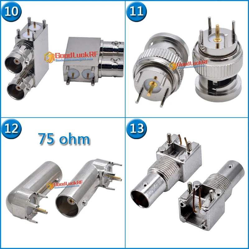 50 75 ohm Q9 BNC Male Female O-ring Bulkhead Washer Nut Right Angle 90 Degree Plug SDI solder cup PCB RF Connector Adapter